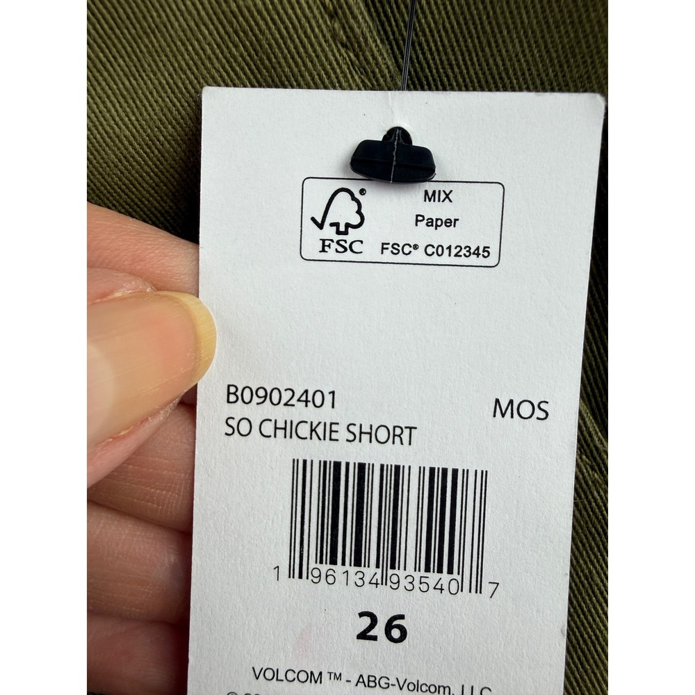 Volcom So Chickie Short Moss Green Chino Twill Skater Shorts Womens 26 B0902401 - Picture 4 of 7